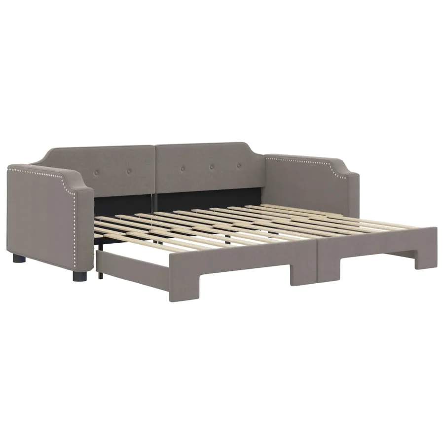 Lit de jour avec gigogne sans matelas taupe 90x200 cm - 2