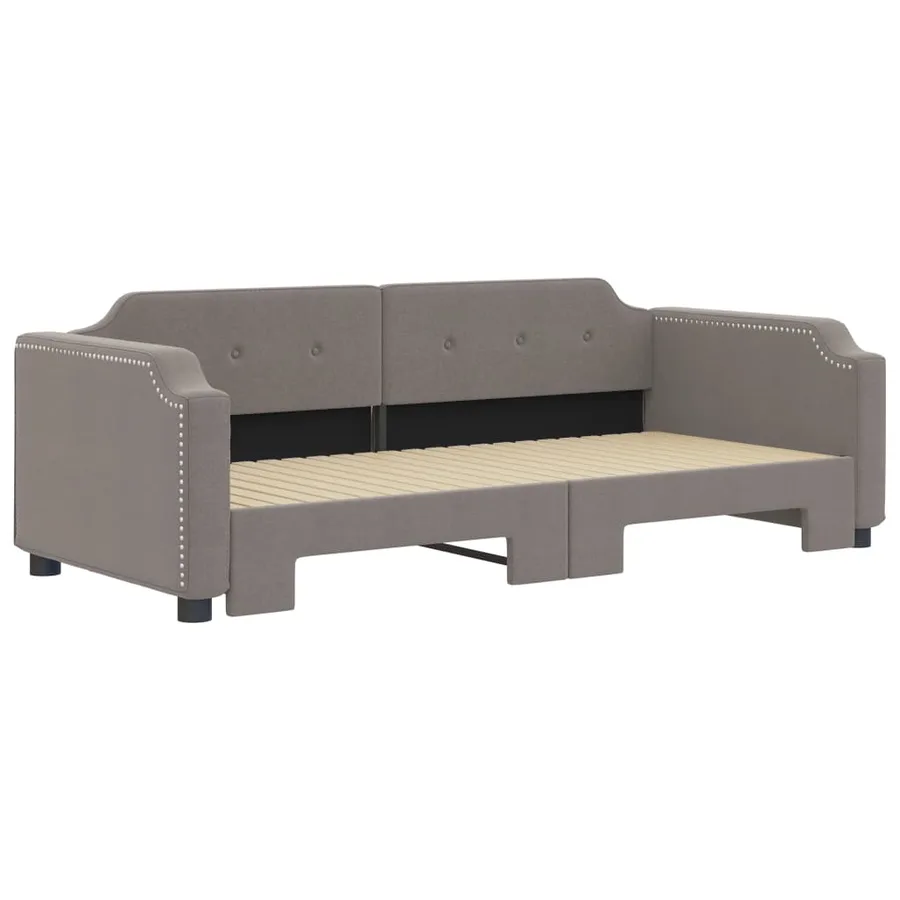 Lit de jour avec gigogne sans matelas taupe 90x200 cm - 3