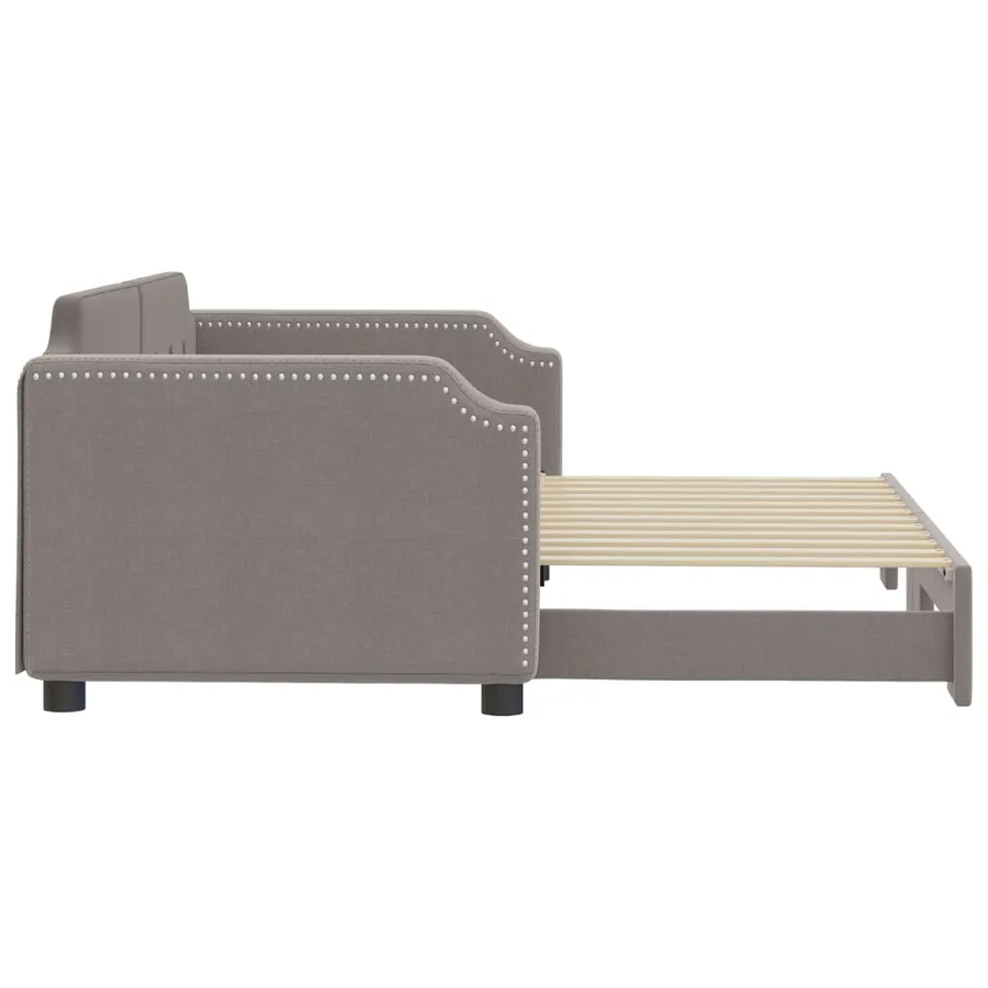 Lit de jour avec gigogne sans matelas taupe 90x200 cm - 4