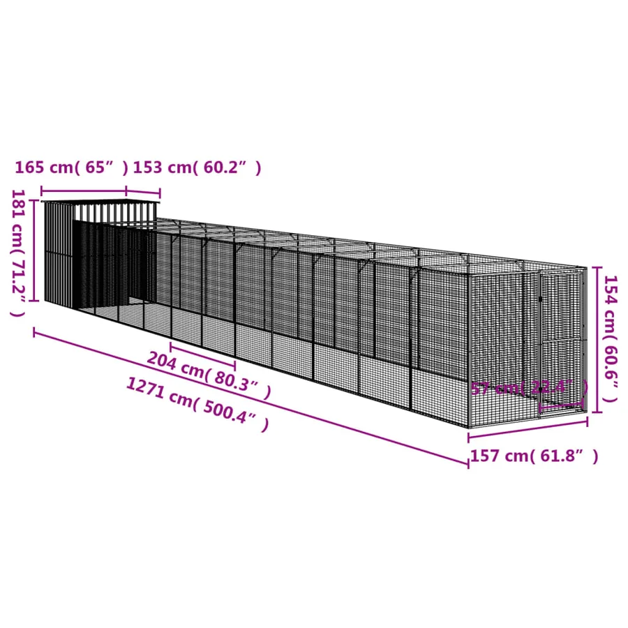 Niche pour chien avec cour anthracite 165x1271x181 cm - 8