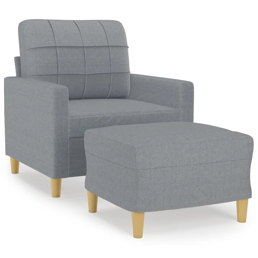 Fauteuil avec repose-pied Gris clair 60 cm Tissu - 2