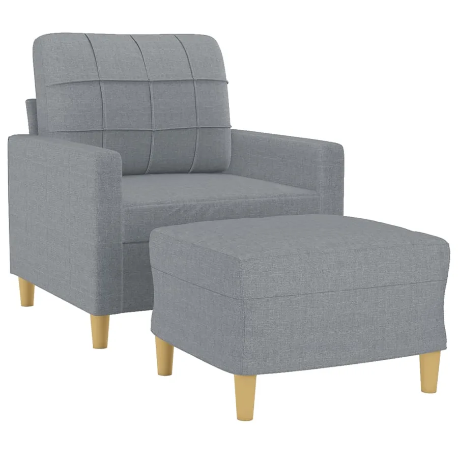 Fauteuil avec repose-pied Gris clair 60 cm Tissu - 3