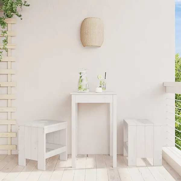 Tabourets de jardin lot de 2 blanc 40x36x45 cm bois massif pin