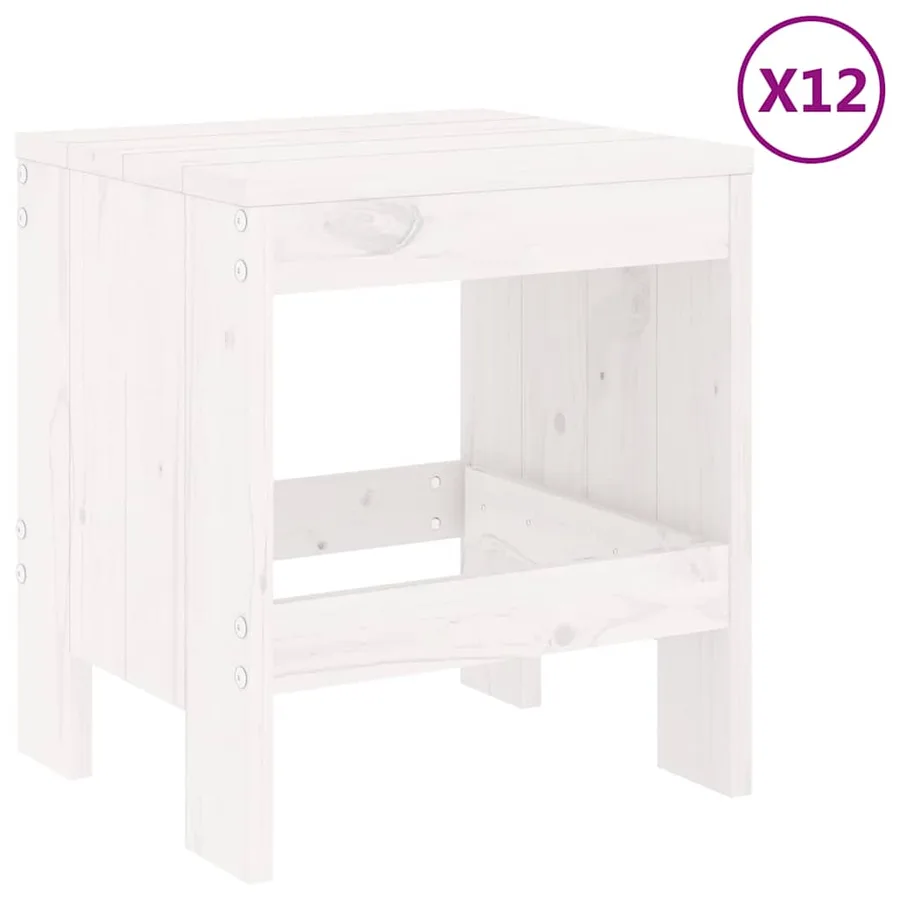 Ensemble à manger de jardin 13 pcs blanc bois de pin massif - 3