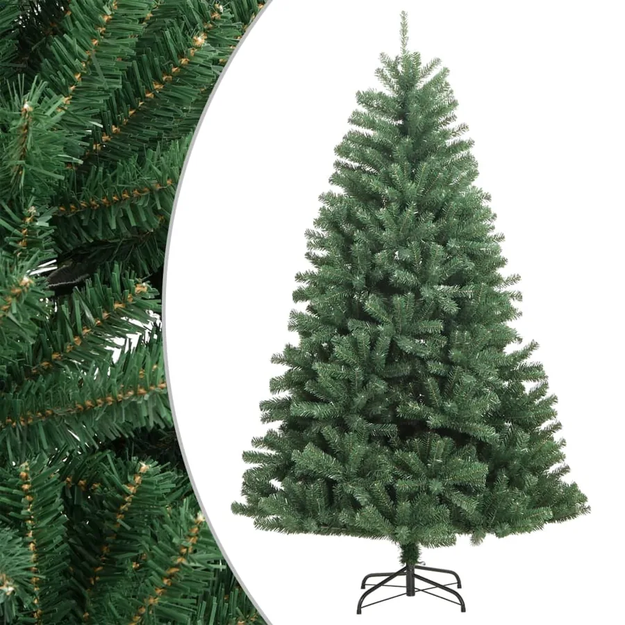 Sapin de Noël artificiel à charnières avec support vert 210 cm