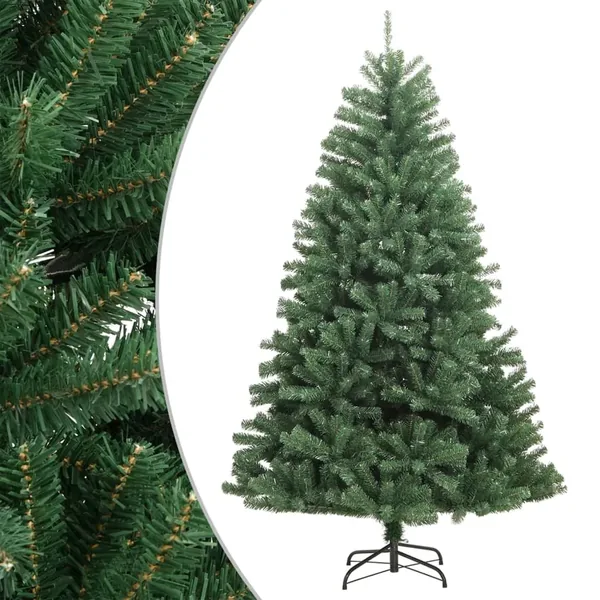 Sapin de Noël artificiel à charnières avec support vert 210 cm