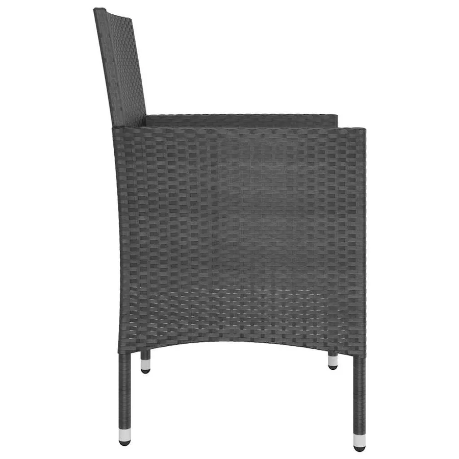 Jeu de chaise et tabouret de jardin 4 pcs Résine tressée Noir - 5