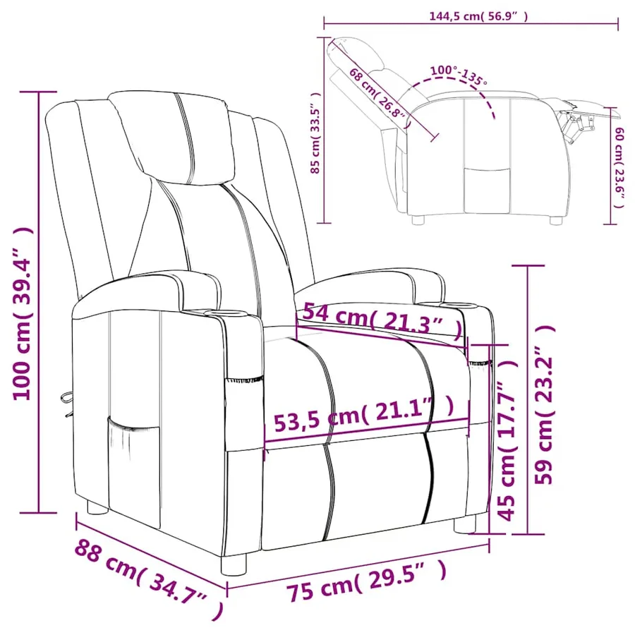 Fauteuil inclinable Marron Similicuir - 9
