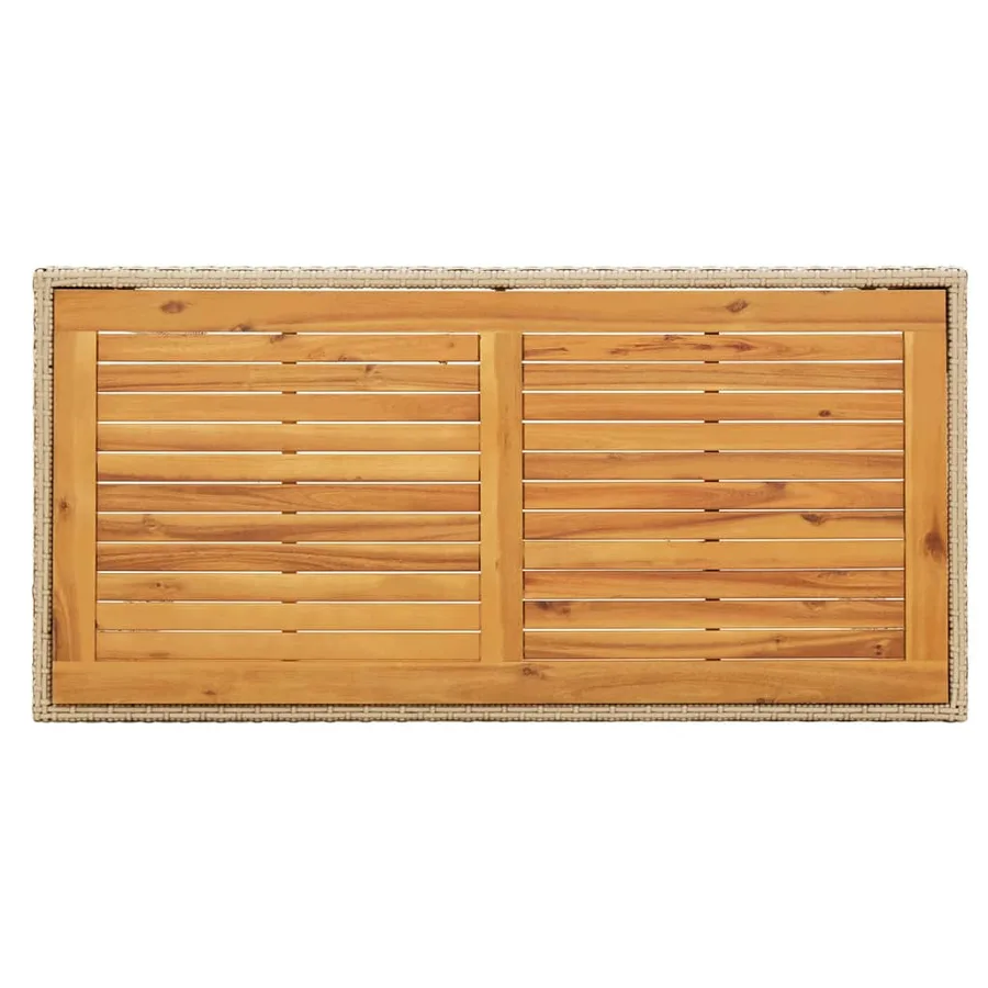 Table de jardin Beige 123x60x74 cm Résine tressée bois massif - 4
