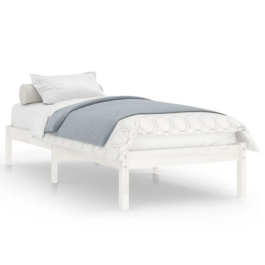 Cadre de lit sans matelas blanc bois massif - 2