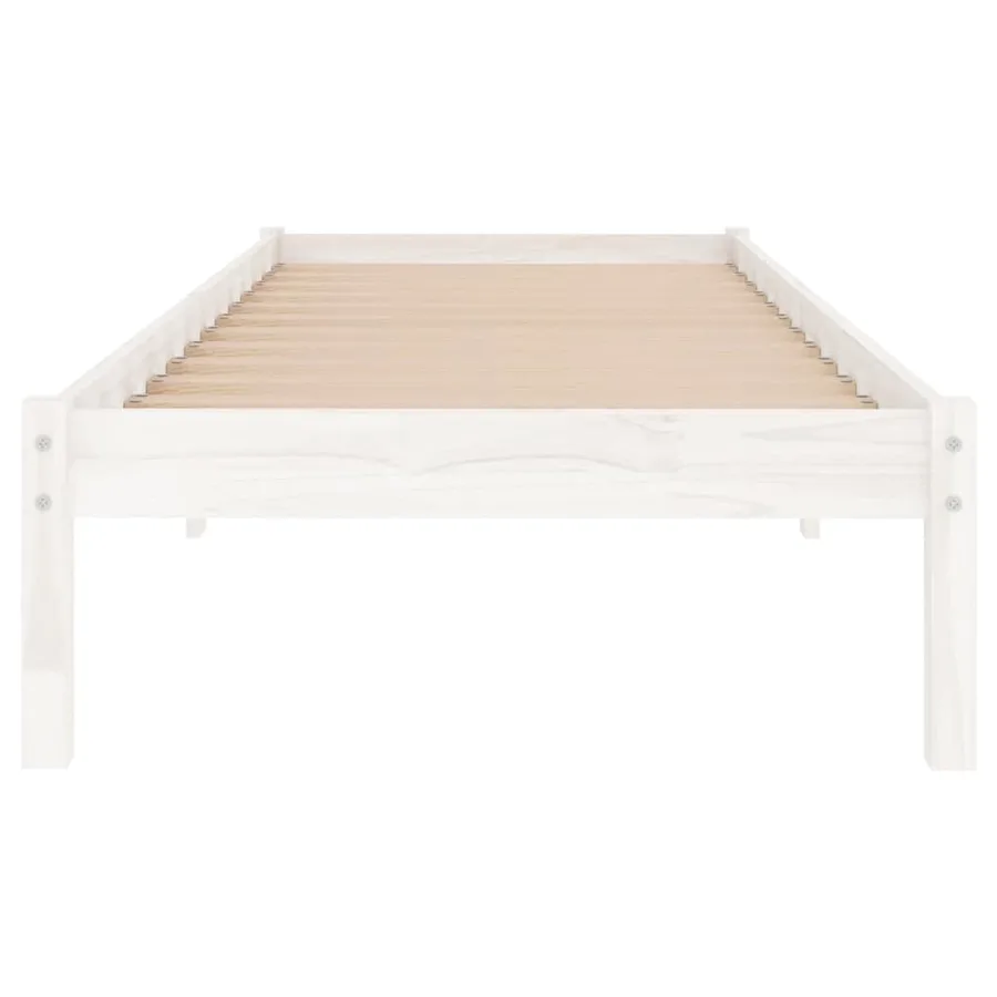 Cadre de lit sans matelas blanc bois massif - 4