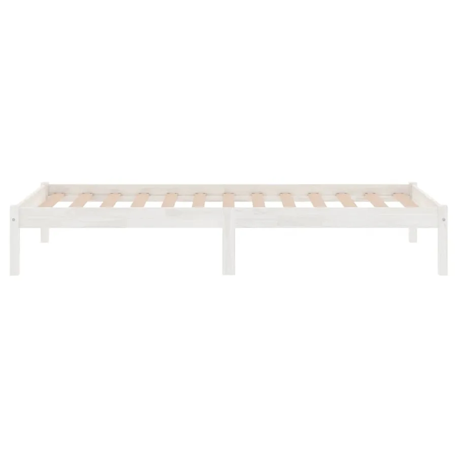 Cadre de lit sans matelas blanc bois massif - 5