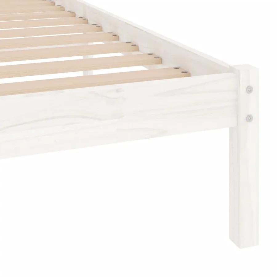 Cadre de lit sans matelas blanc bois massif - 6