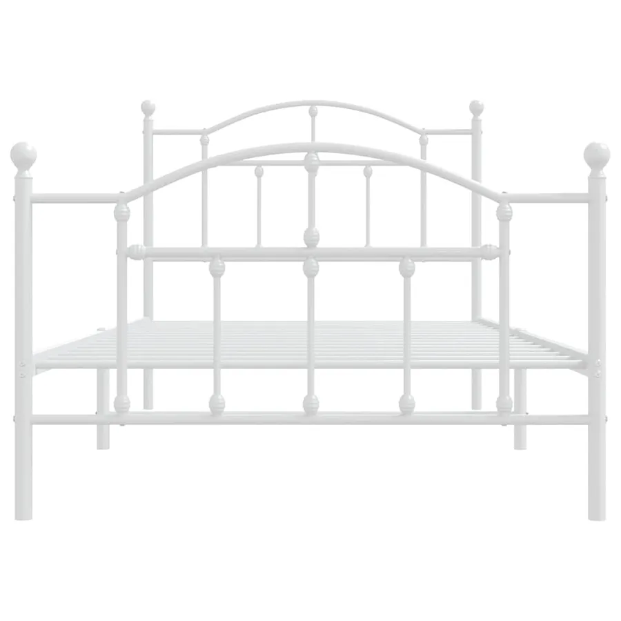 Cadre de lit métal sans matelas et pied de lit blanc 100x190 cm - 6