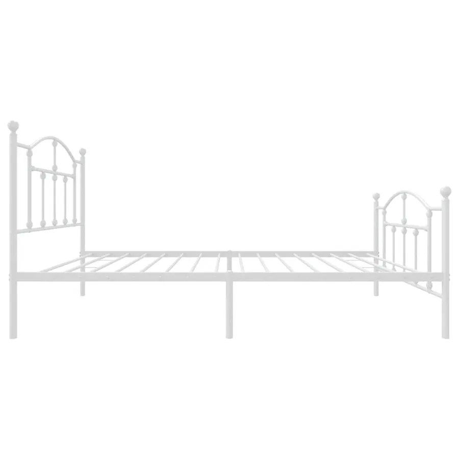 Cadre de lit métal sans matelas et pied de lit blanc 100x190 cm - 7