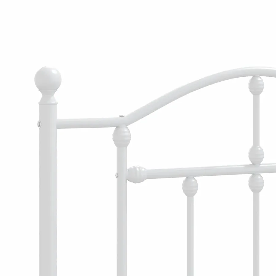 Cadre de lit métal sans matelas et pied de lit blanc 100x190 cm - 9