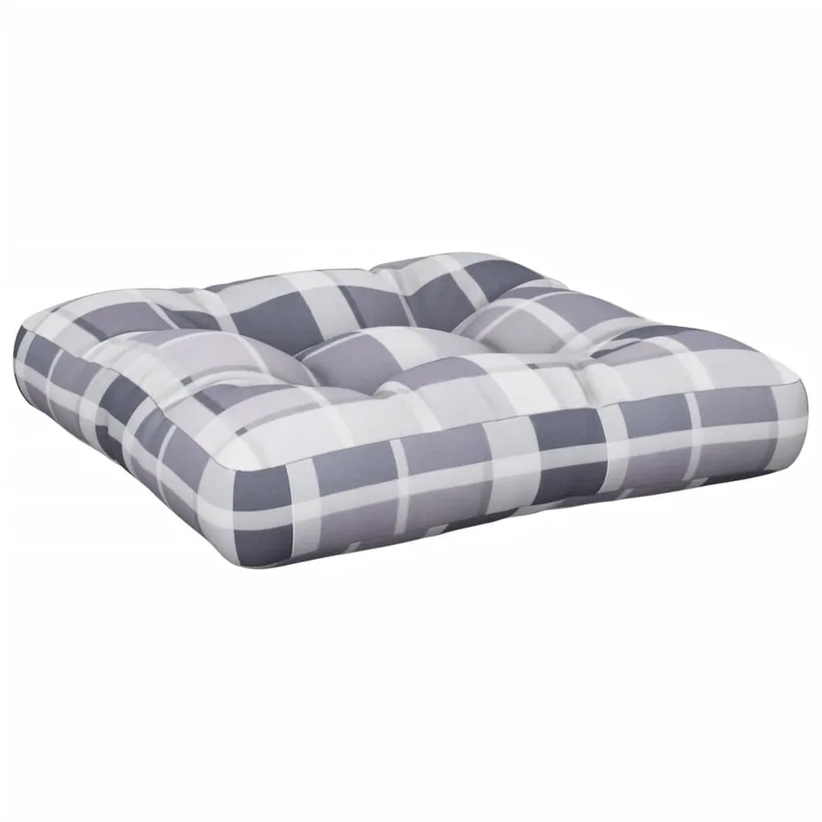 Coussin de palette carreaux gris 58x58x10 cm tissu - 2