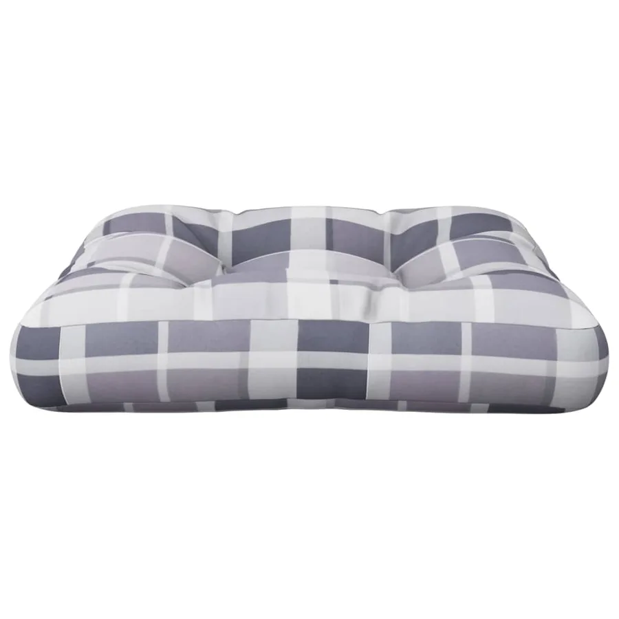 Coussin de palette carreaux gris 58x58x10 cm tissu - 5