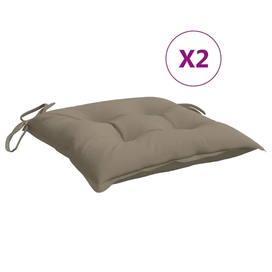 Coussins de chaise lot de 2 taupe 40x40x7 cm tissu oxford - 2