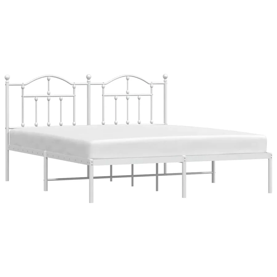 Cadre de lit métal sans matelas et tête de lit blanc 160x200 cm - 4