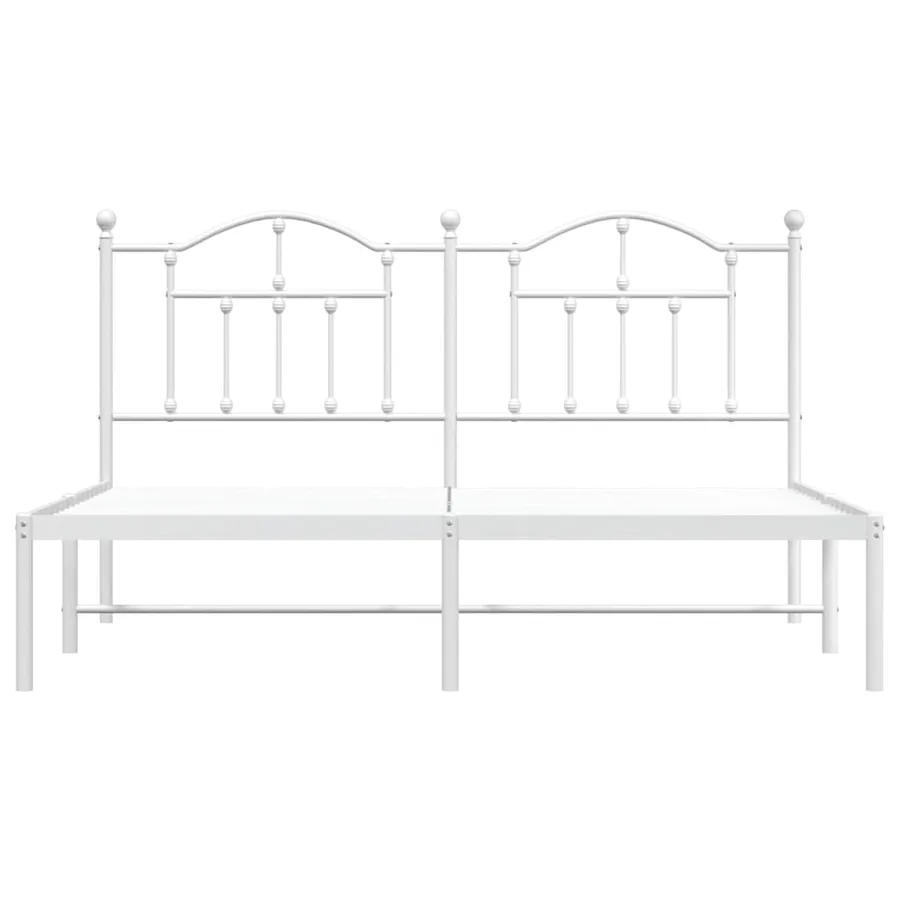Cadre de lit métal sans matelas et tête de lit blanc 160x200 cm - 5