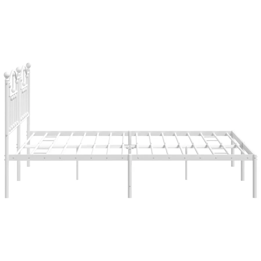 Cadre de lit métal sans matelas et tête de lit blanc 160x200 cm - 6