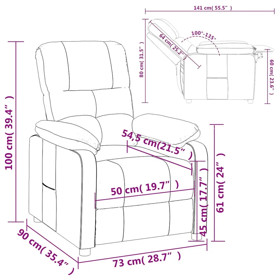 Fauteuil inclinable Marron Tissu - 10