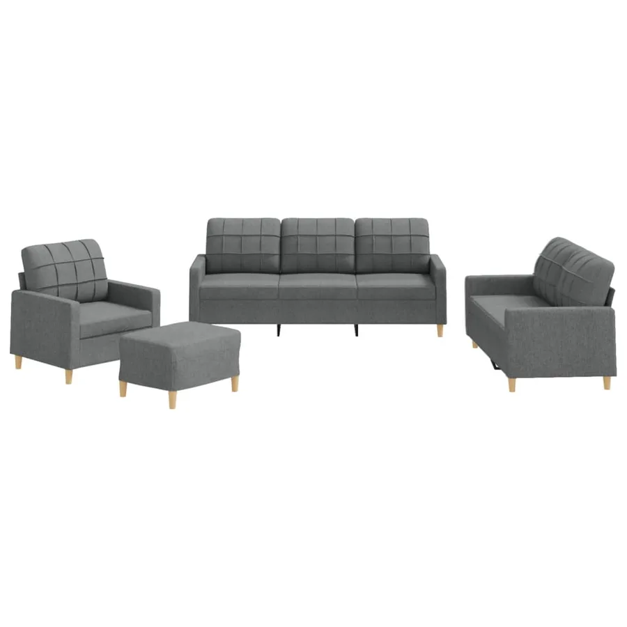 Ensemble de canapés 4 pcs avec coussins Gris foncé Tissu - 2
