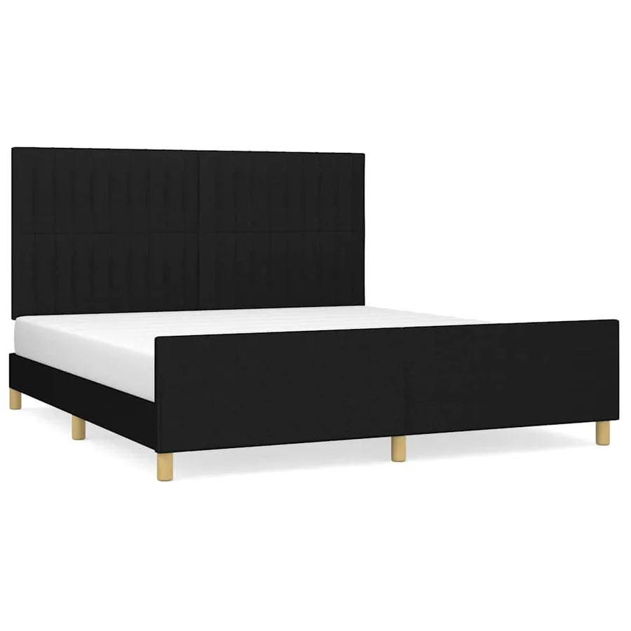 Cadre de lit sans matelas noir 160x200 cm tissu - 2