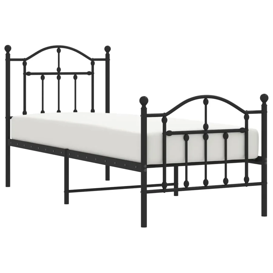 Cadre de lit métal sans matelas avec pied de lit noir 75x190 cm - 4