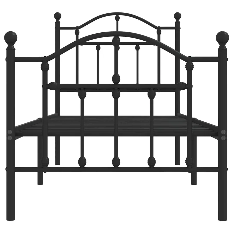 Cadre de lit métal sans matelas avec pied de lit noir 75x190 cm - 5