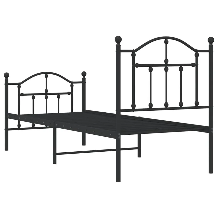 Cadre de lit métal sans matelas avec pied de lit noir 75x190 cm - 7