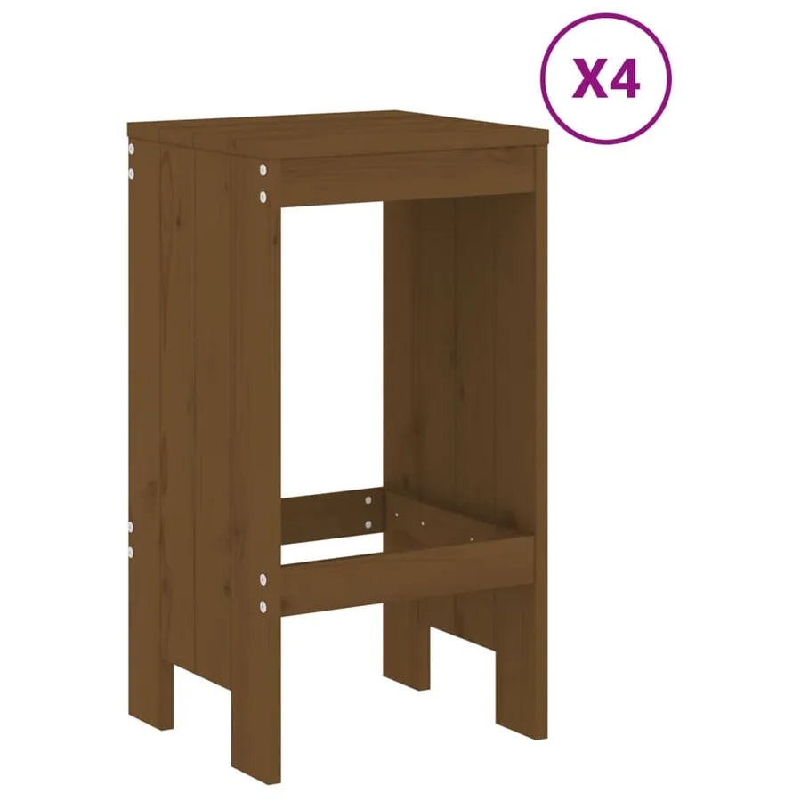 Ensemble de bar de jardin 5 pcs marron miel bois de pin massif - 3