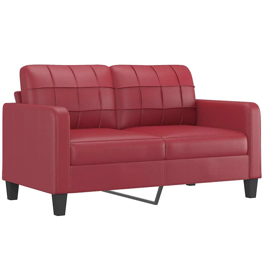 Canapé à 2 places Rouge bordeaux 140 cm Similicuir - 2