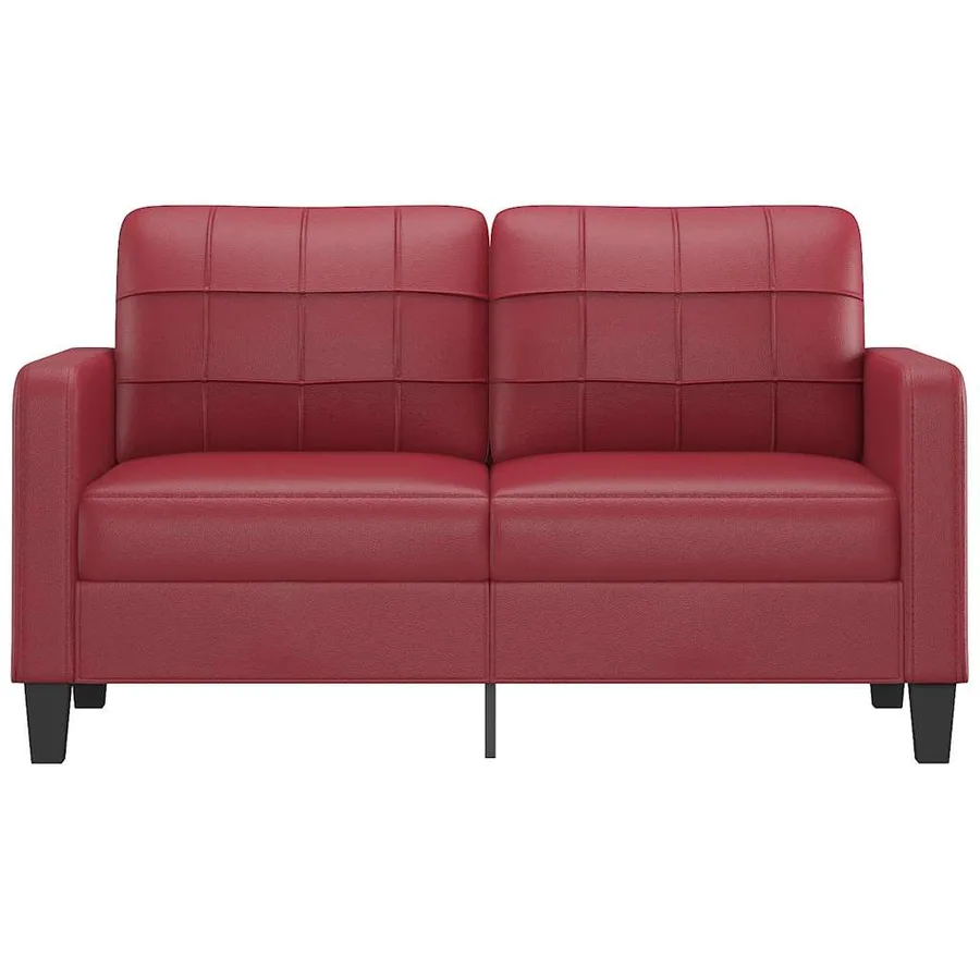 Canapé à 2 places Rouge bordeaux 140 cm Similicuir - 3