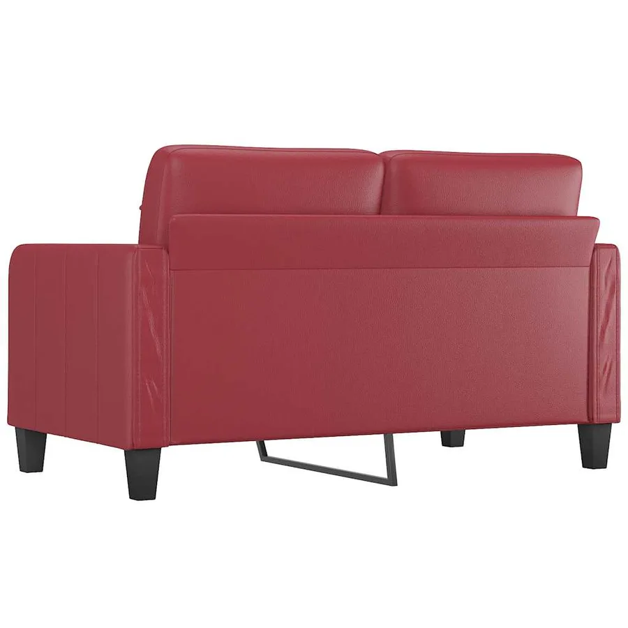 Canapé à 2 places Rouge bordeaux 140 cm Similicuir - 5