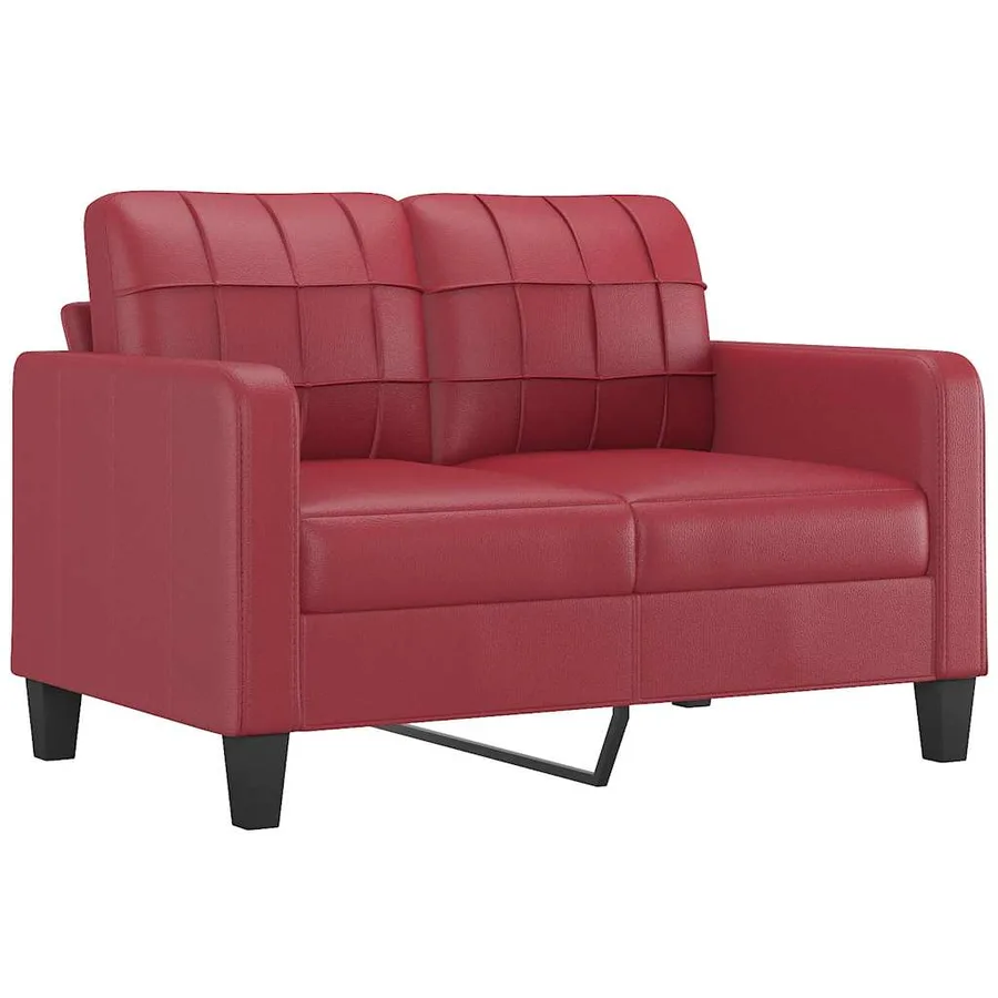 Canapé à 2 places Rouge bordeaux 120 cm Similicuir - 2