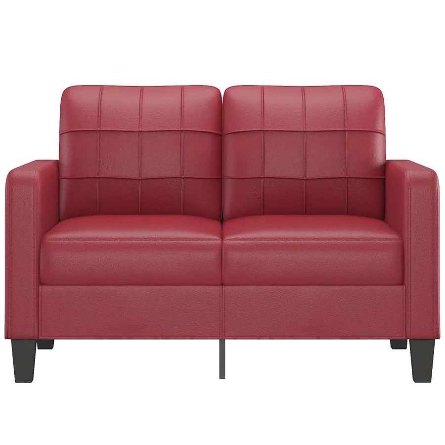 Canapé à 2 places Rouge bordeaux 120 cm Similicuir - 3