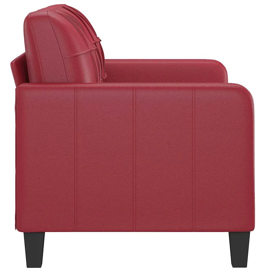 Canapé à 2 places Rouge bordeaux 120 cm Similicuir - 4