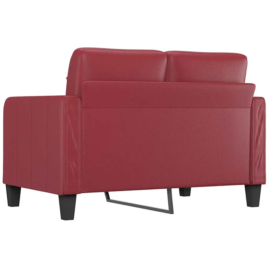 Canapé à 2 places Rouge bordeaux 120 cm Similicuir - 5