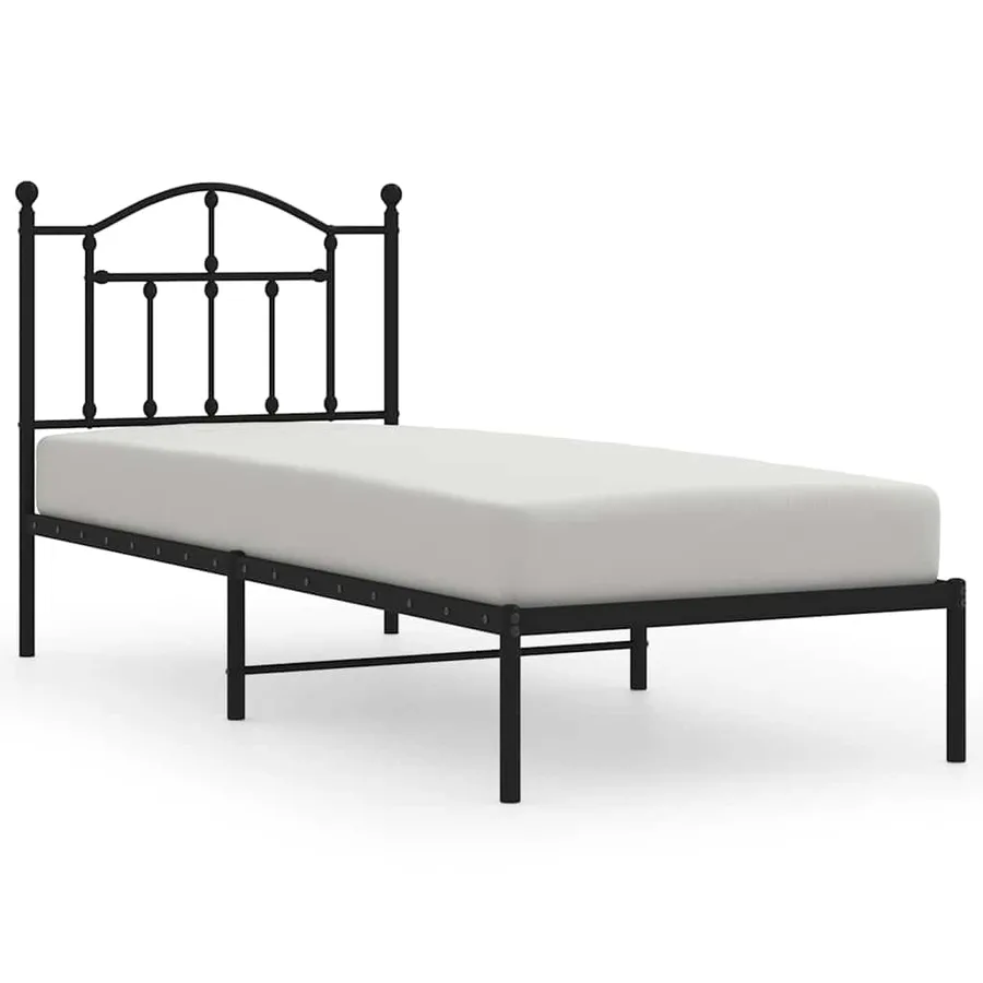 Cadre de lit métal sans matelas avec tête de lit noir 80x200 cm - 2