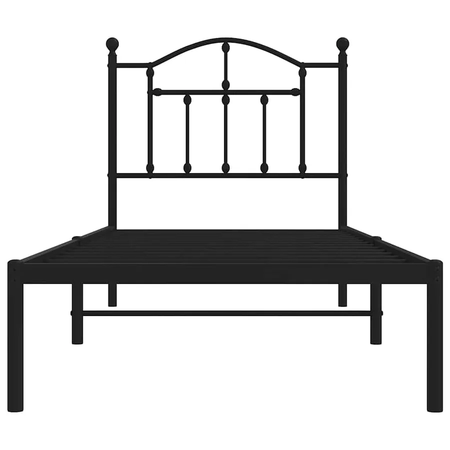 Cadre de lit métal sans matelas avec tête de lit noir 80x200 cm - 5