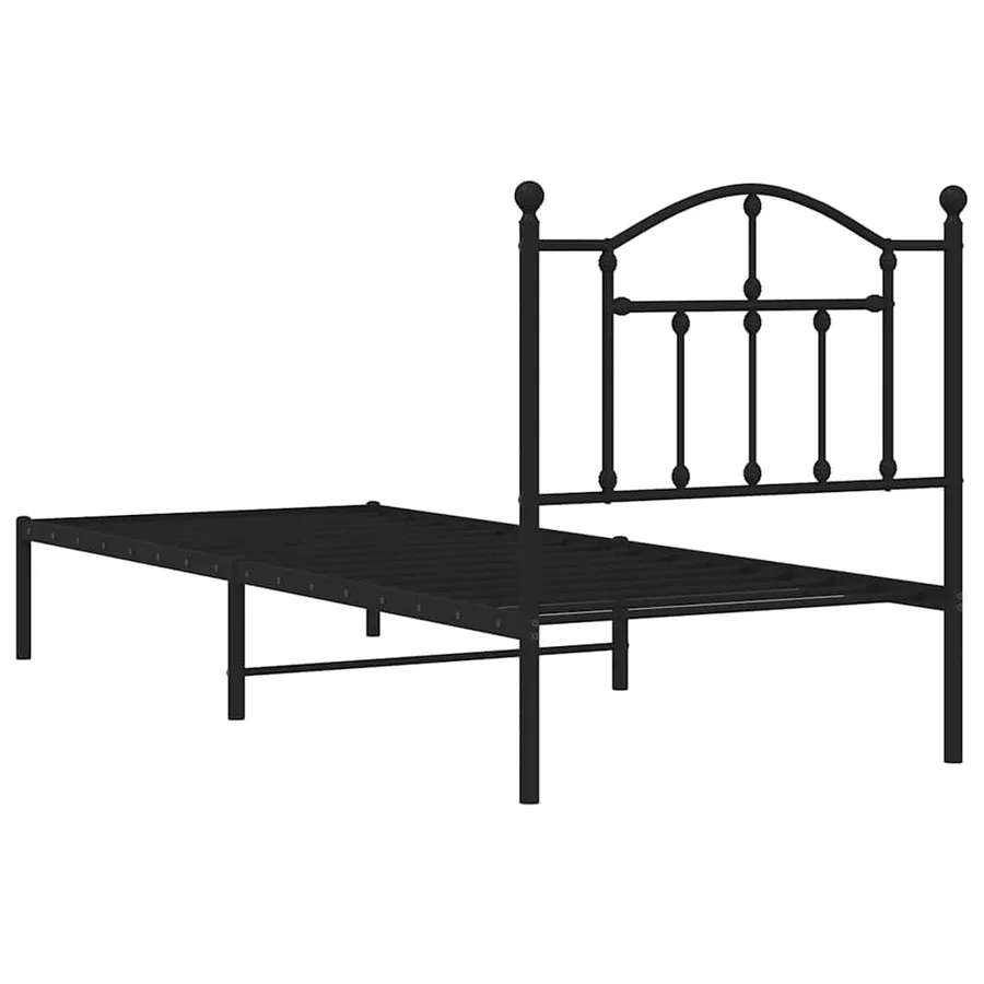Cadre de lit métal sans matelas avec tête de lit noir 80x200 cm - 7