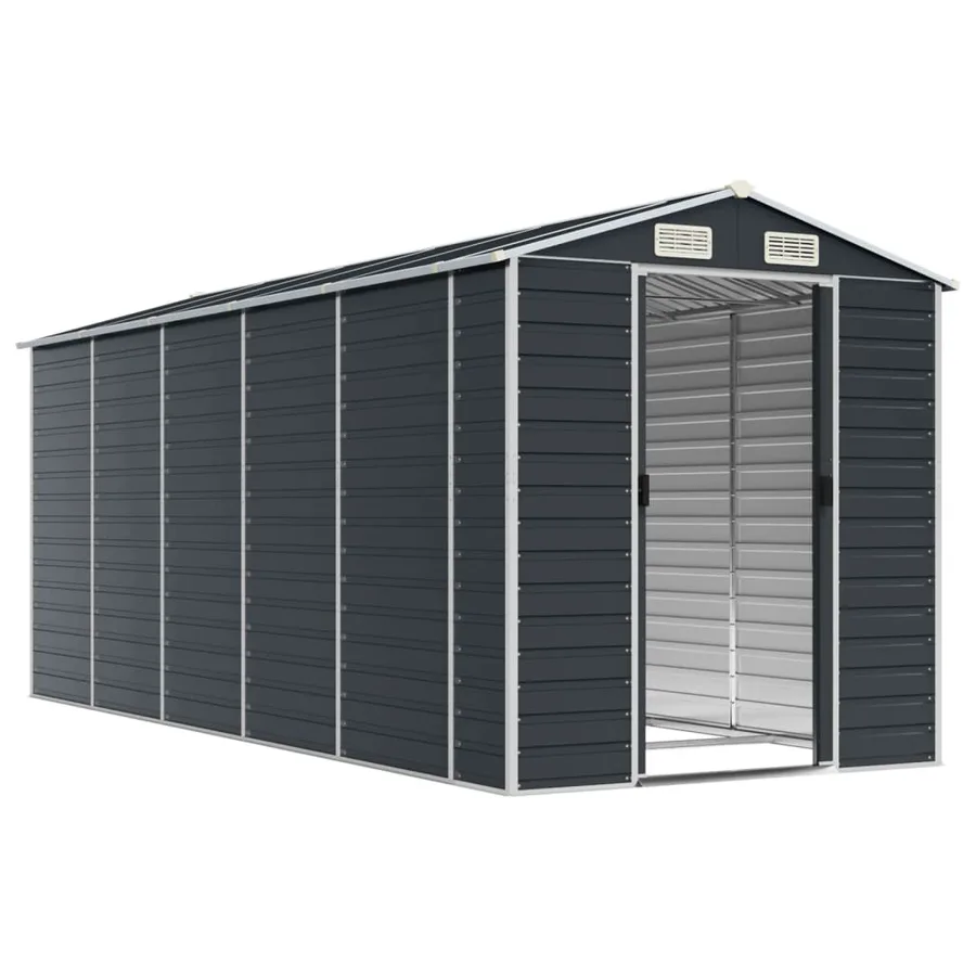 Abri de jardin anthracite 191x470x198 cm Métal galvanisé - 3