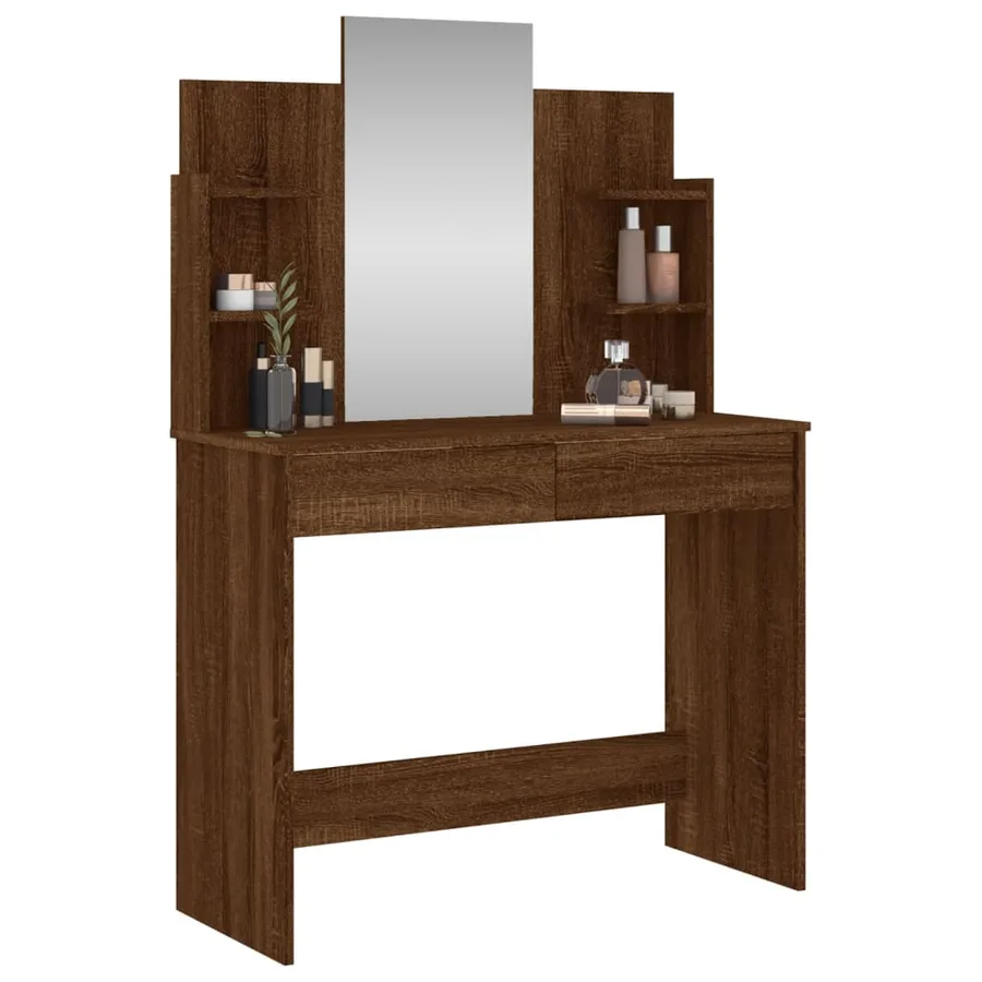 Coiffeuse avec miroir chêne marron 96x39x142 cm - 3