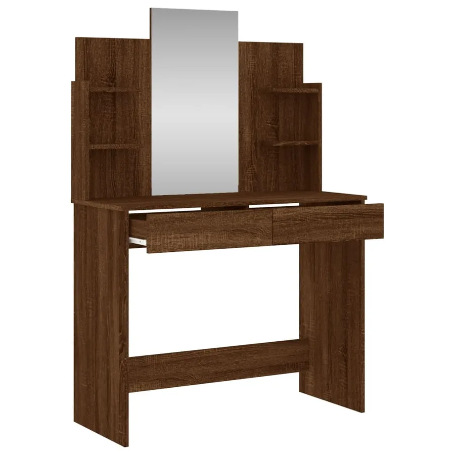 Coiffeuse avec miroir chêne marron 96x39x142 cm - 5