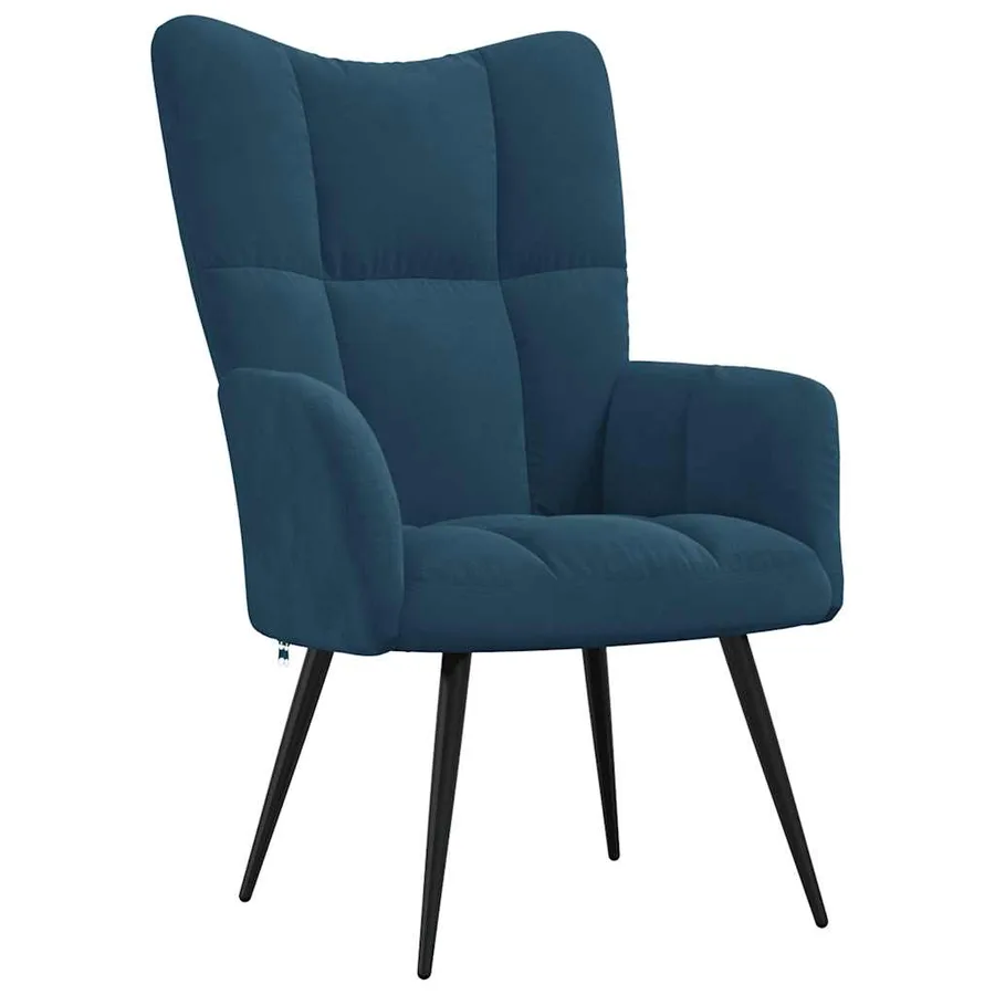Chaise de relaxation avec tabouret Bleu Velours - 6