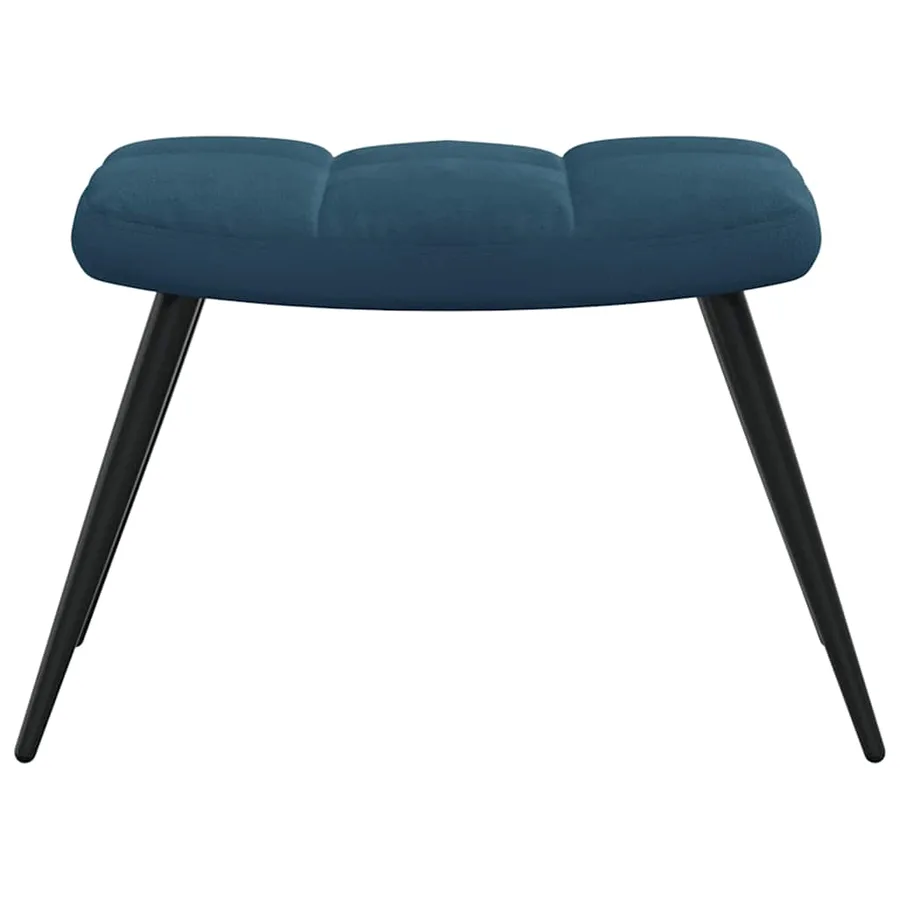 Chaise de relaxation avec tabouret Bleu Velours - 7
