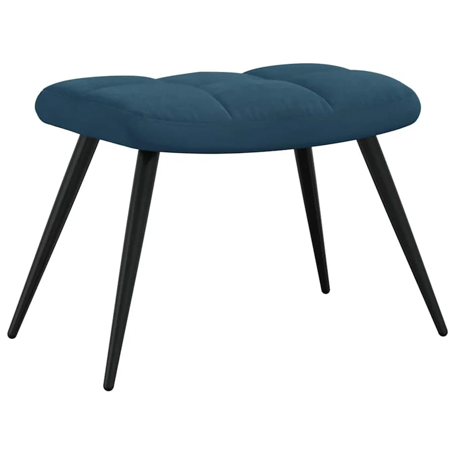 Chaise de relaxation avec tabouret Bleu Velours - 8