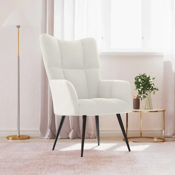 Chaise de relaxation Blanc crème Velours